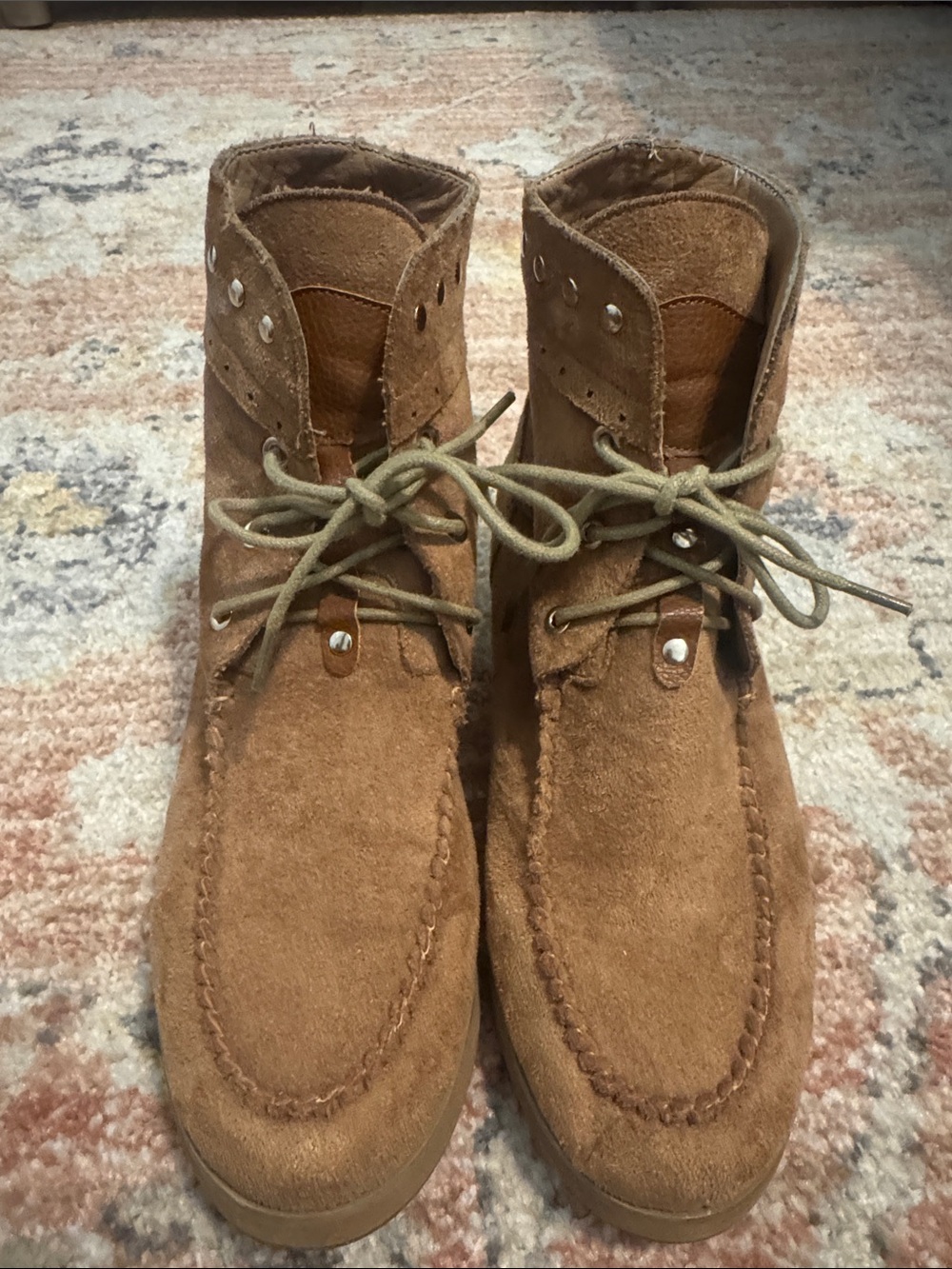 Women’s Suede Lace-Up Ankle Booties in Brown